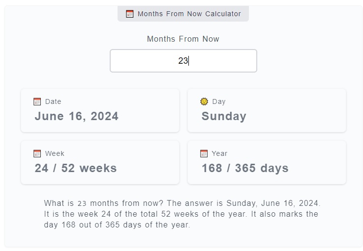 Months From Now Calculator
