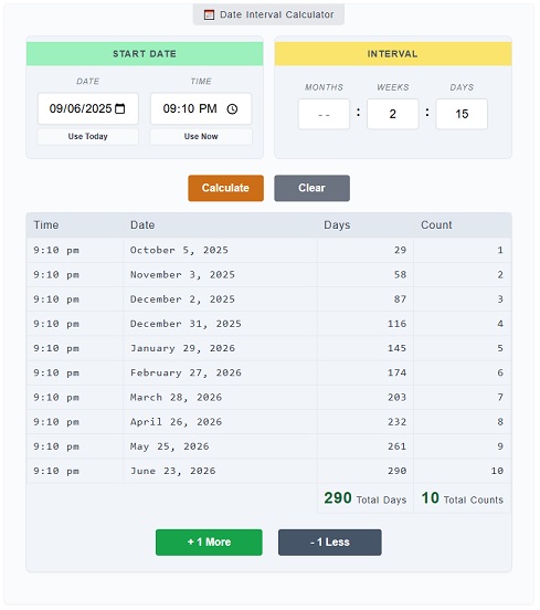 Date Interval Calculator