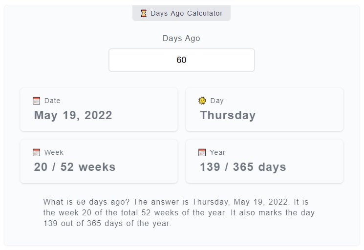 Days Ago Calculator