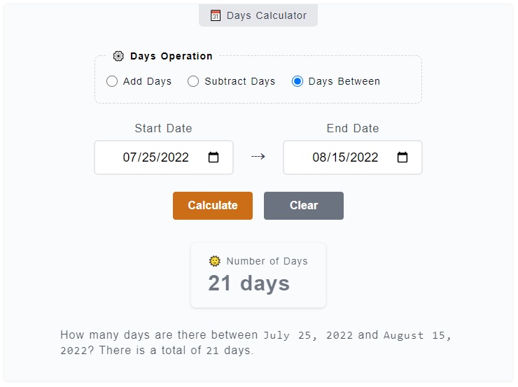 Days Calculator