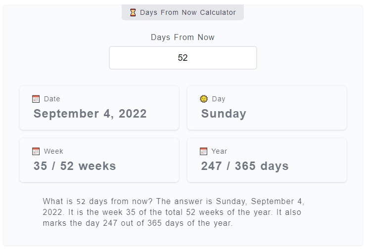 Days From Now Calculator