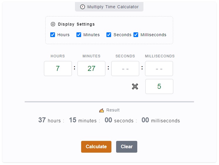 Multiply Time Calculator
