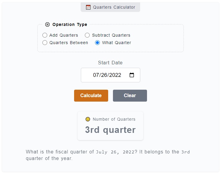 Quarters Calculator