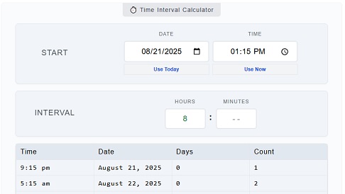 Time Interval Calculator