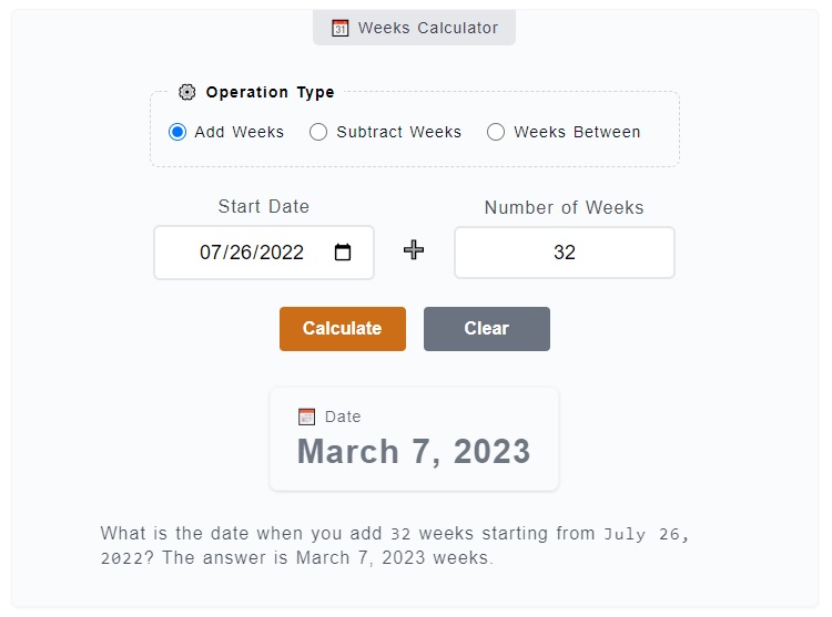 Weeks Calculator