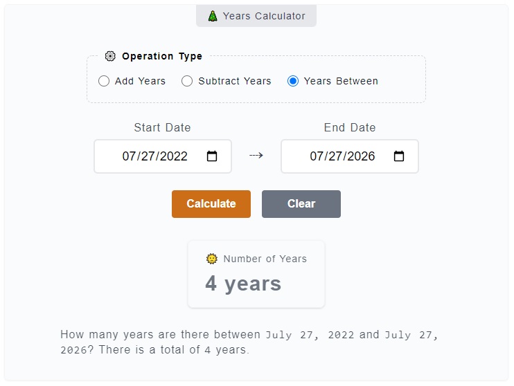 date of years calculator